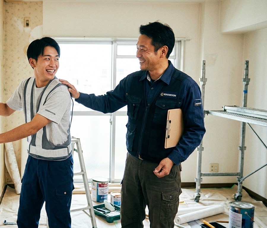 現場でスタッフに声をかける責任者
